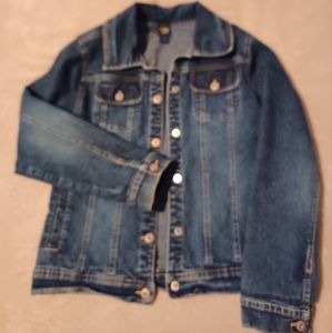 OshKosh B'gosh Denim Jacket; SZ12; snaps on front & cuffs; adjustable waistband
